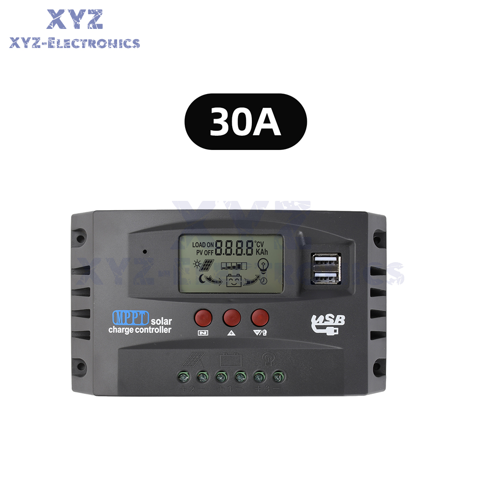 12V/24V 30A 60A 100A MPPT Solar Controller LCD Solar Charge Controller Dual USB