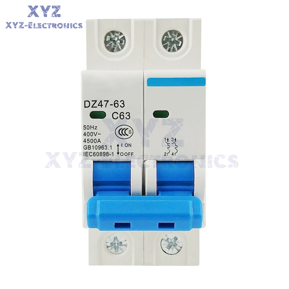 DZ47-63 2P Mini Circuit Breaker 6-63A Overload Short Circuit Protetion 400V 50Hz