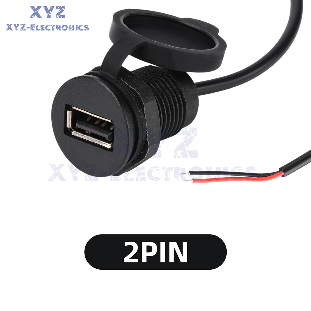 USB Female Power Connector 2/4Pin Wire Locking External Thread Waterproof Socket