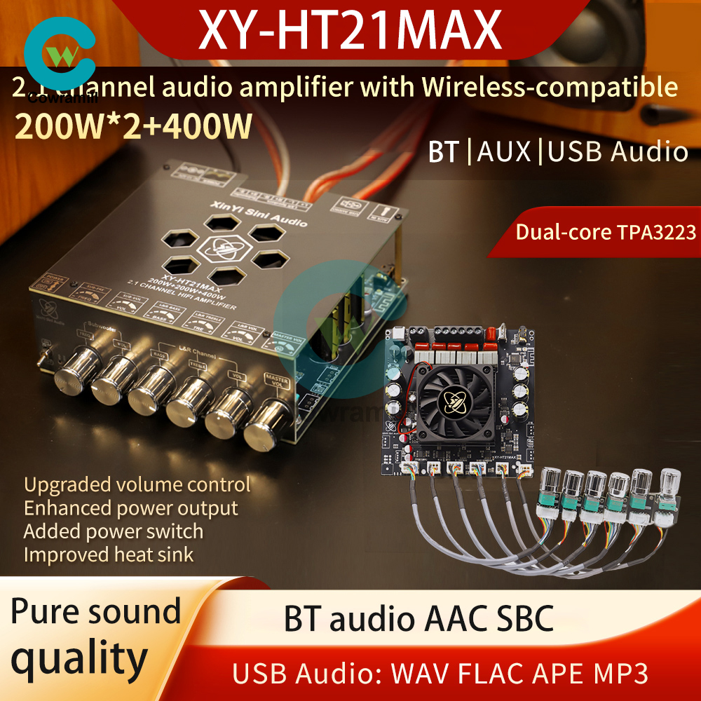 XY-HT21MAX 2.1 Channel Bluetooth Audio Amplifier Board Bass Treble