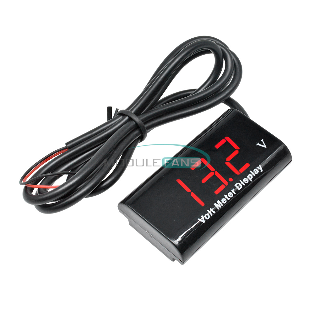 IPX6 0.56/" Digital Volt Meter DC12V 2 Lines LED Red Waterproof Voltmeter For Car