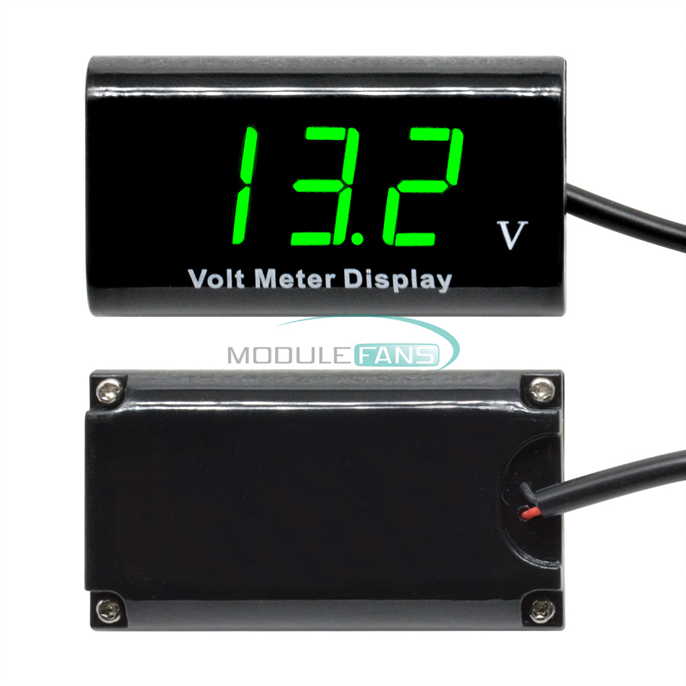 thumbnail image 2 of 0.56" IPX6 Emerald Green LED Voltmeter – 12V Digital Panel Gauge For Car, Boat, RV (Waterproof) 2 of 6