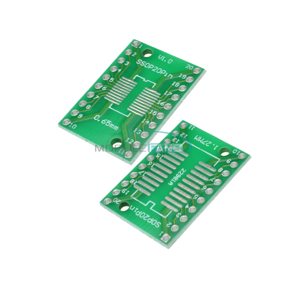 2pcs SOP20 SSOP20 TSSOP20 to DIP20 PCB SMD DIP//Adapter plate Pitch 0.65//1.27mm