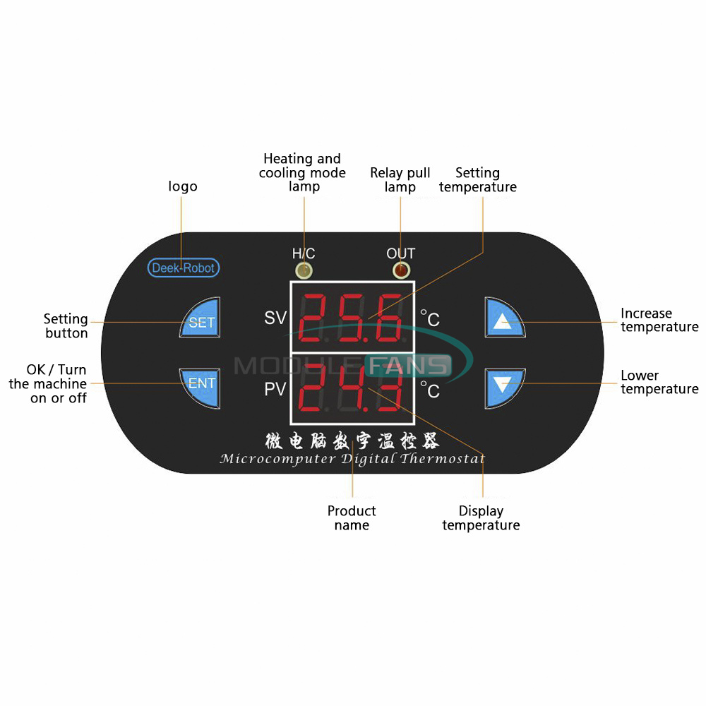 W1308 Digital 12V//220V Red//Blue LED Thermostat Temperature Controller Sensor