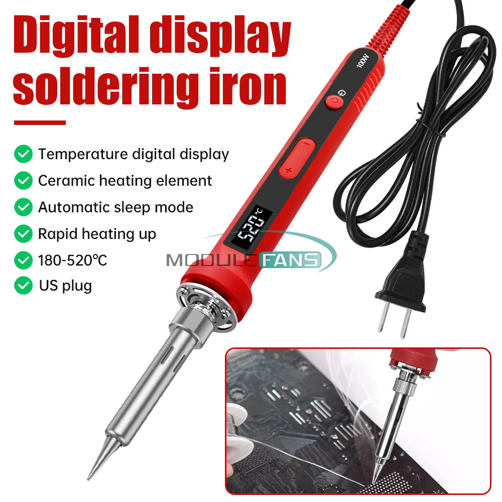 100W Electric Soldering Iron Digital Adjustable Temp Inter Heated 