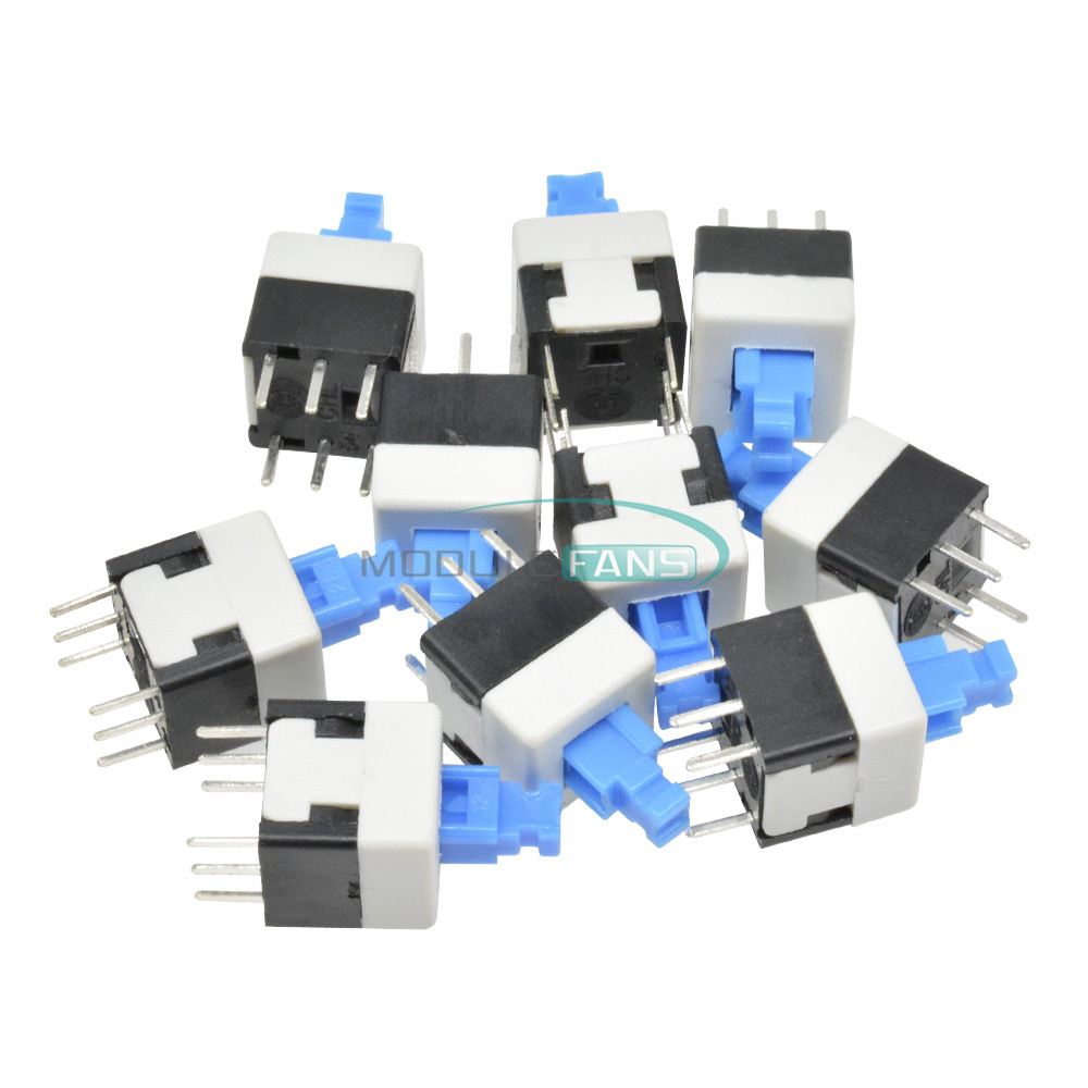 10PCS 8X8mm Blue Cap Self-locking Type Square Button Switch NEW