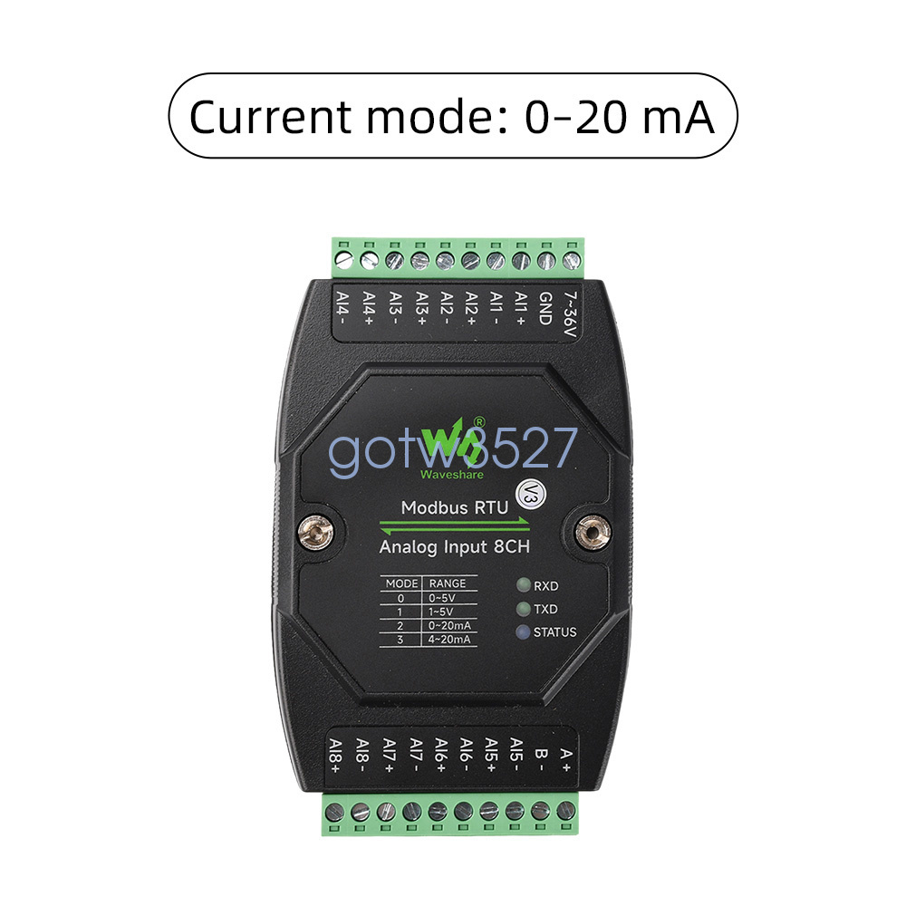 Modbus RTU Analog Input 8CH 12-bit Industrial Grade Analog Acquisition Module