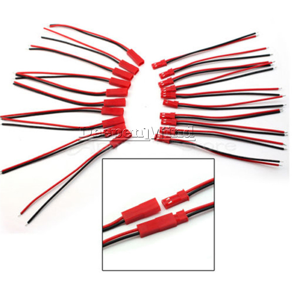 5//10//20Pairs 100mm JST Connector Plug Cable Line Male+Female F RC Lipo Battery
