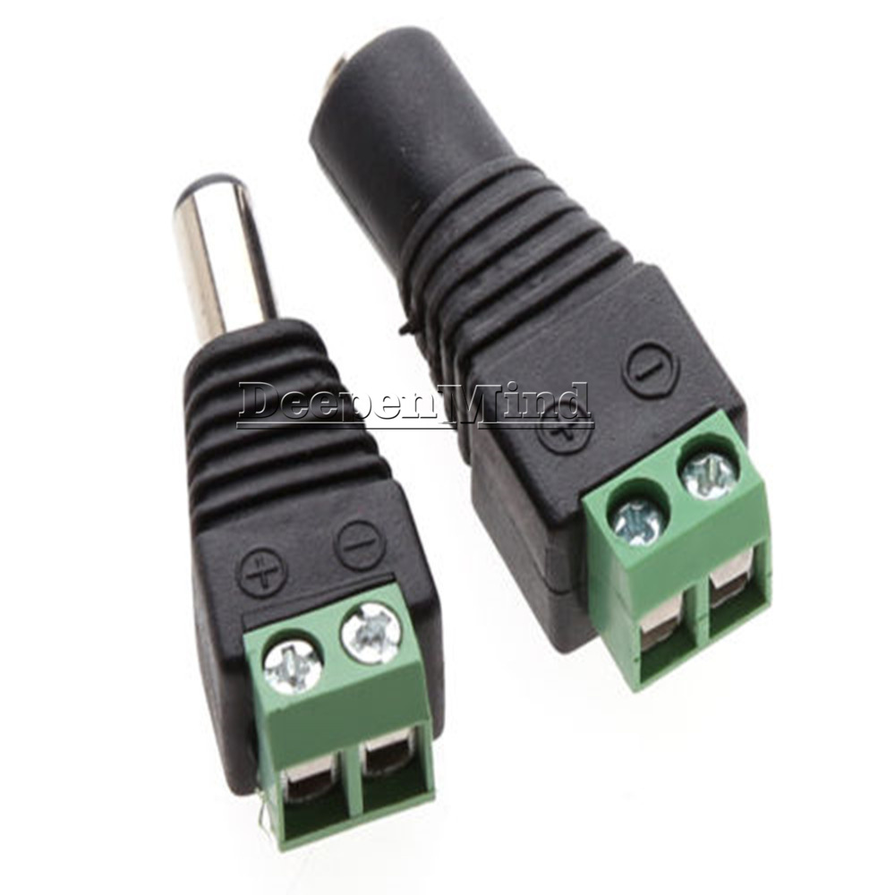 1Pair Male Female 2.1X5.5MM 12V Dc Power Plug Jack Adapter Connector For Cctv pf