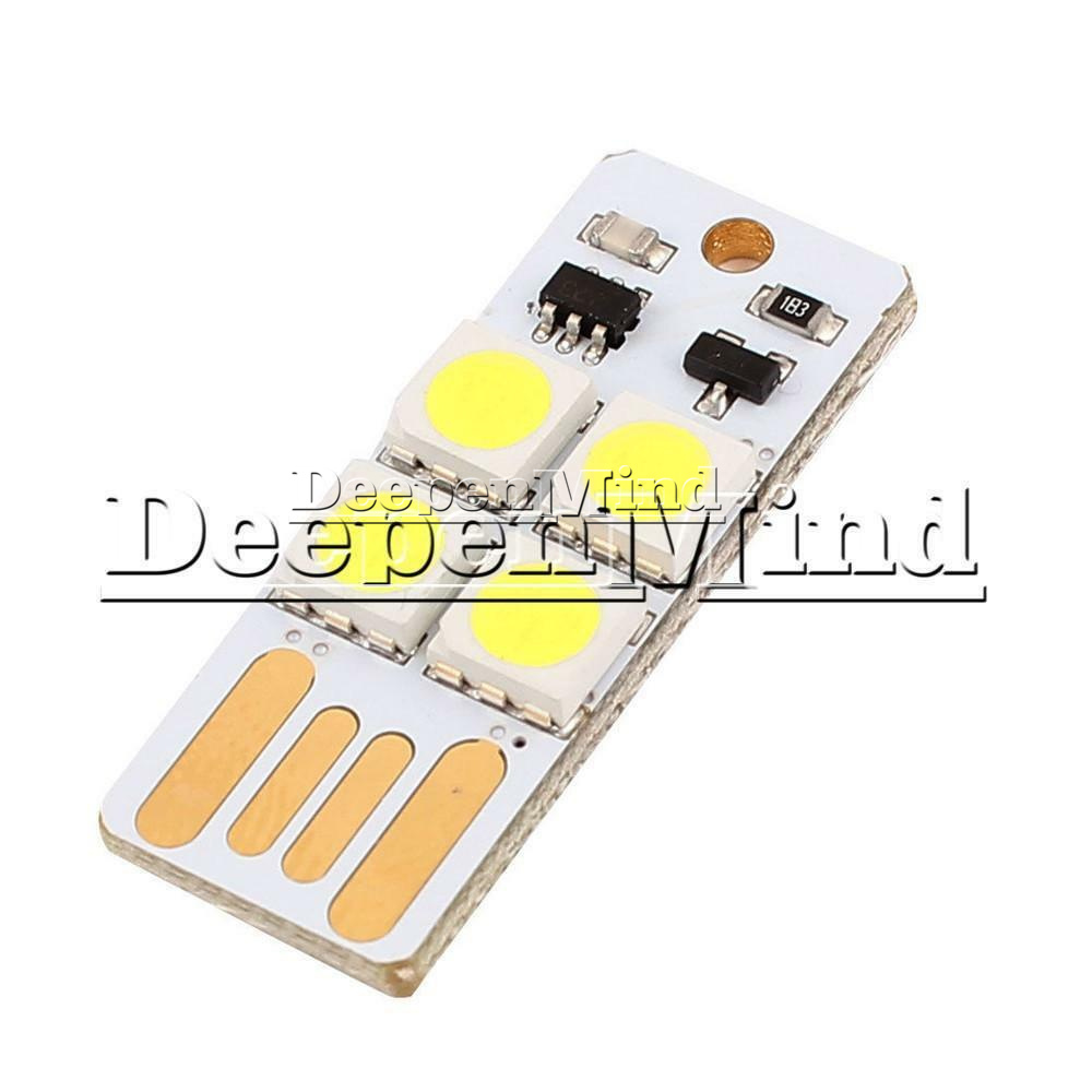 2pcs Pocket Mini USB Touch switch 4LED Night Light Bulb Card Lamp Keychain White
