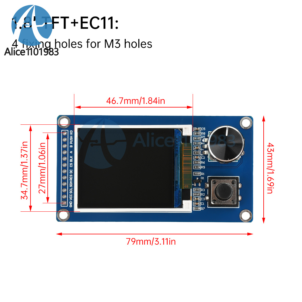 1.8/2.4inch LCD TFT Screen Display Module with EC11 Rotary Encoder