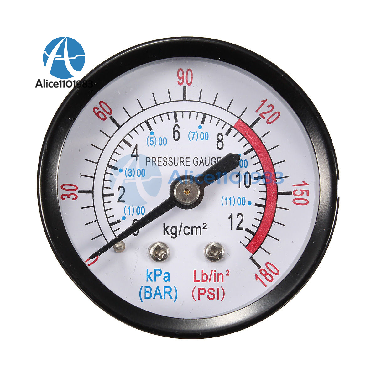 1/4 BSP Air Compressor Male Threaded 0180PSI 012Kg/cm2 Pressure Gauge