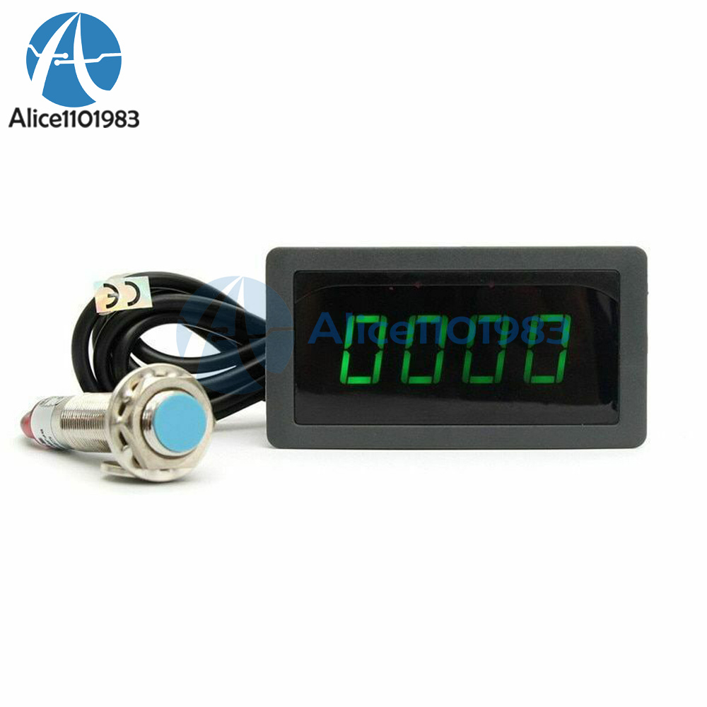 Tachometer 4 Digital LED Tach RPM Speed Meter With Hall Proximity ...