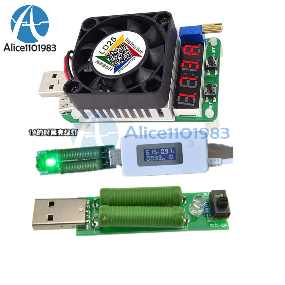 25W LD25 Electronic USB Load Resistor Interface Discharge Battery Test Tester SE