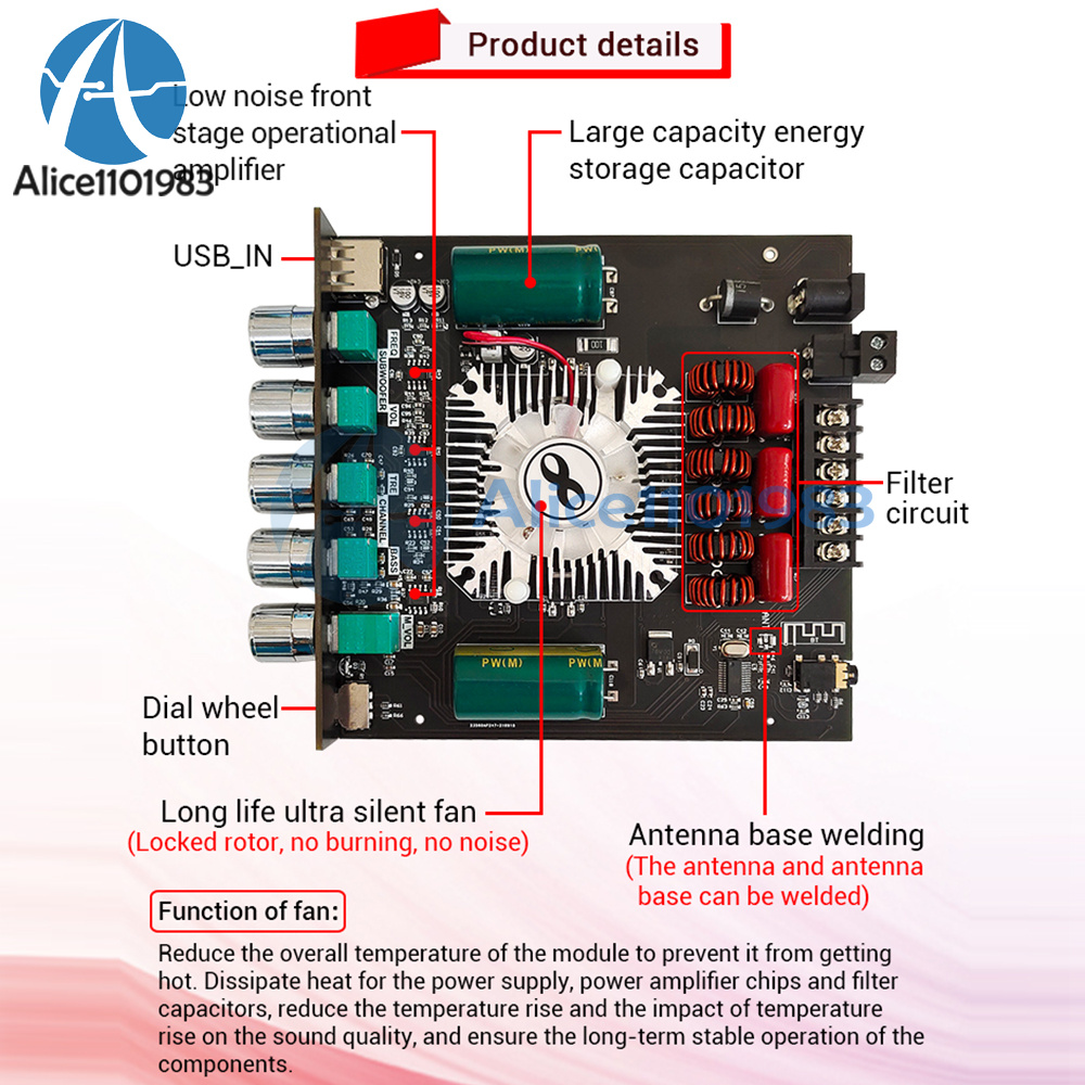 ZK-HT21 2.1 Channel TDA7498E Bluetooth Digital Amplifier Module
