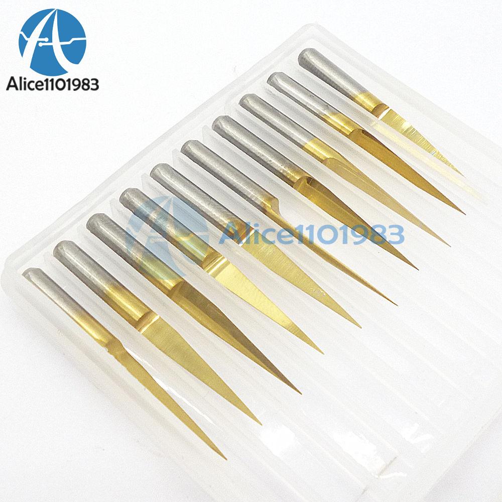 5 pcs 3.175mm Carbide PCB Engraving Bits CNC Router Tool 10 Degrees 0.1mm V-Shap