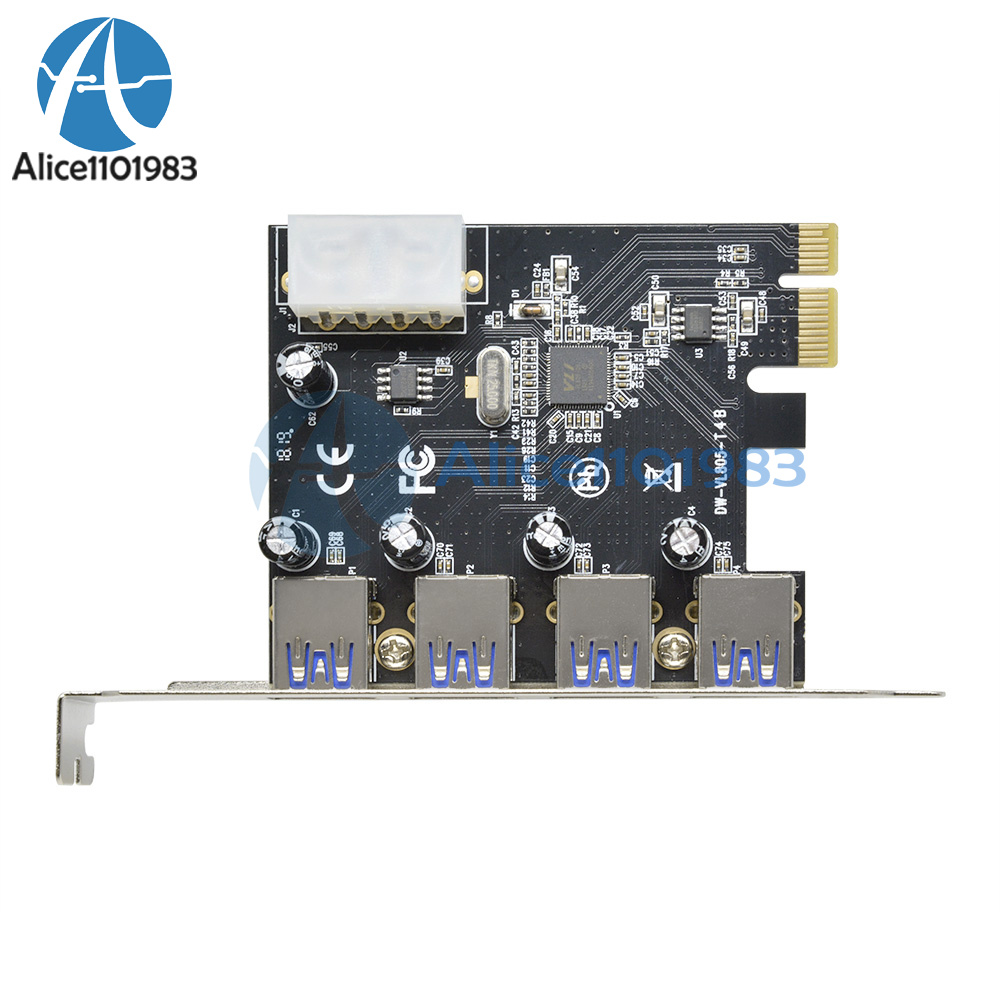 SAUJNN 4 Port PCI-E to USB 3.0 HUB PCI Express Expansion Card Adapter 5 Gbps Speed Z09 Drop Ship