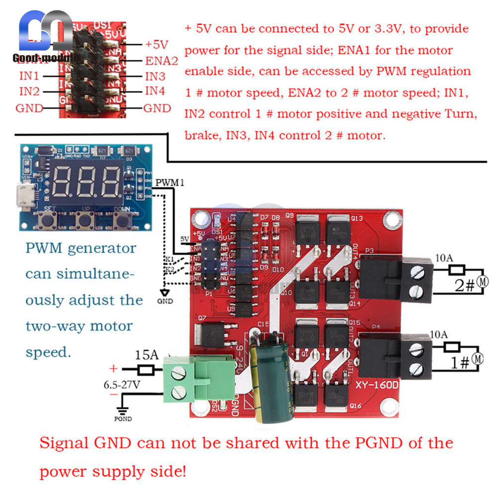 7A 1.5A Dual Motor Drive Positive Negative Module PWM Logic XY160D Controller