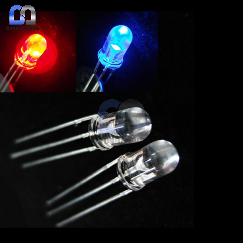 20Pcs 5mm Dual Bi-Color Red//Green 3 Pin Water Clear LED Common Cathode