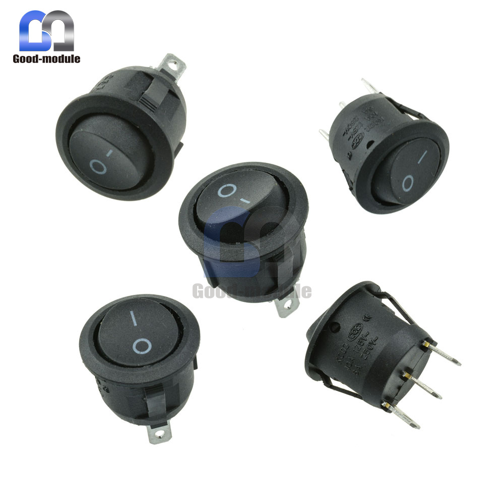 10PCS Mini Round Black 3 Pin SPDT ON-OFF Switch Snap-in SA