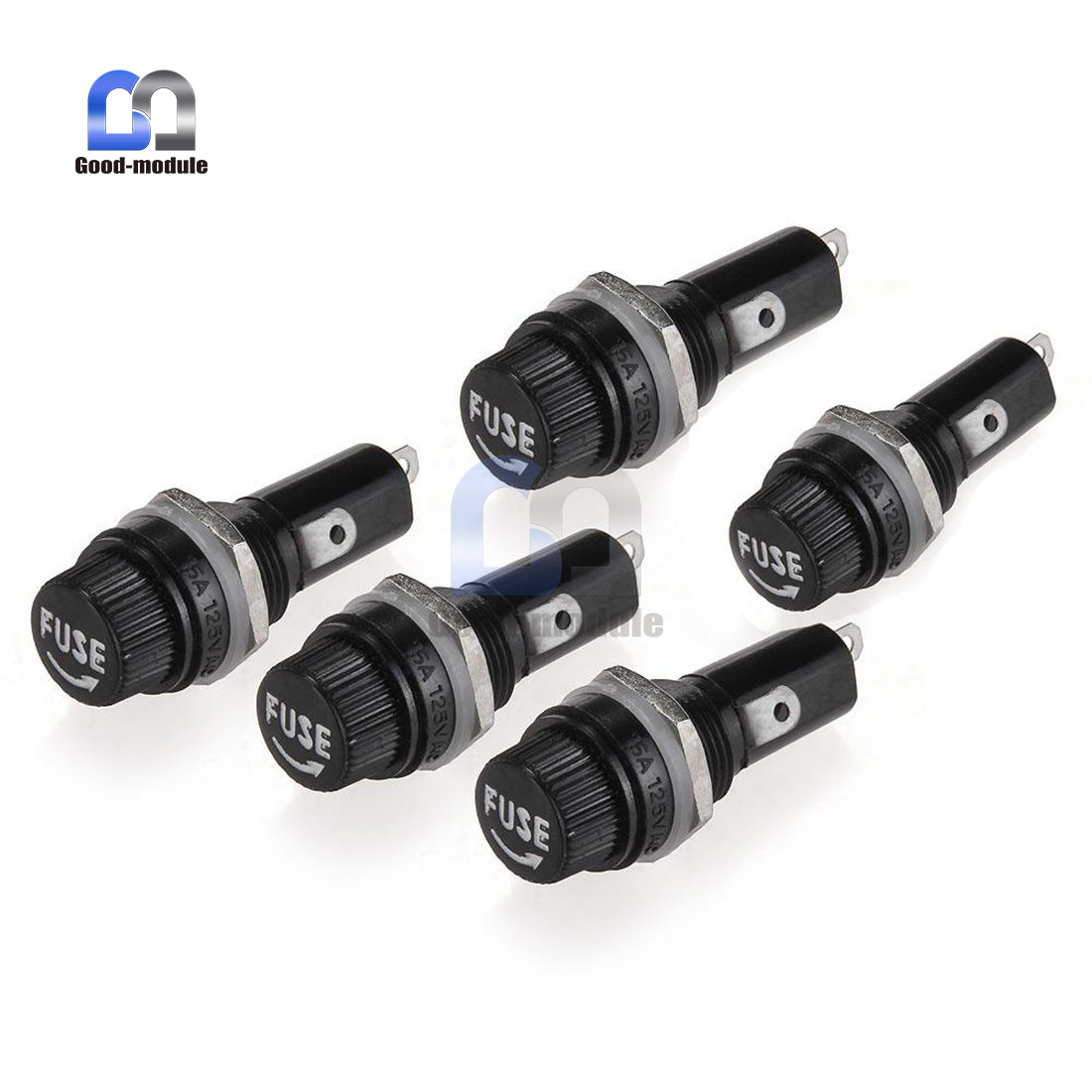 fuse holder with screw cap and panel mount AC 125V 10A with 5 x 20 mm Ceramic Fuse 2Set 15A 250V