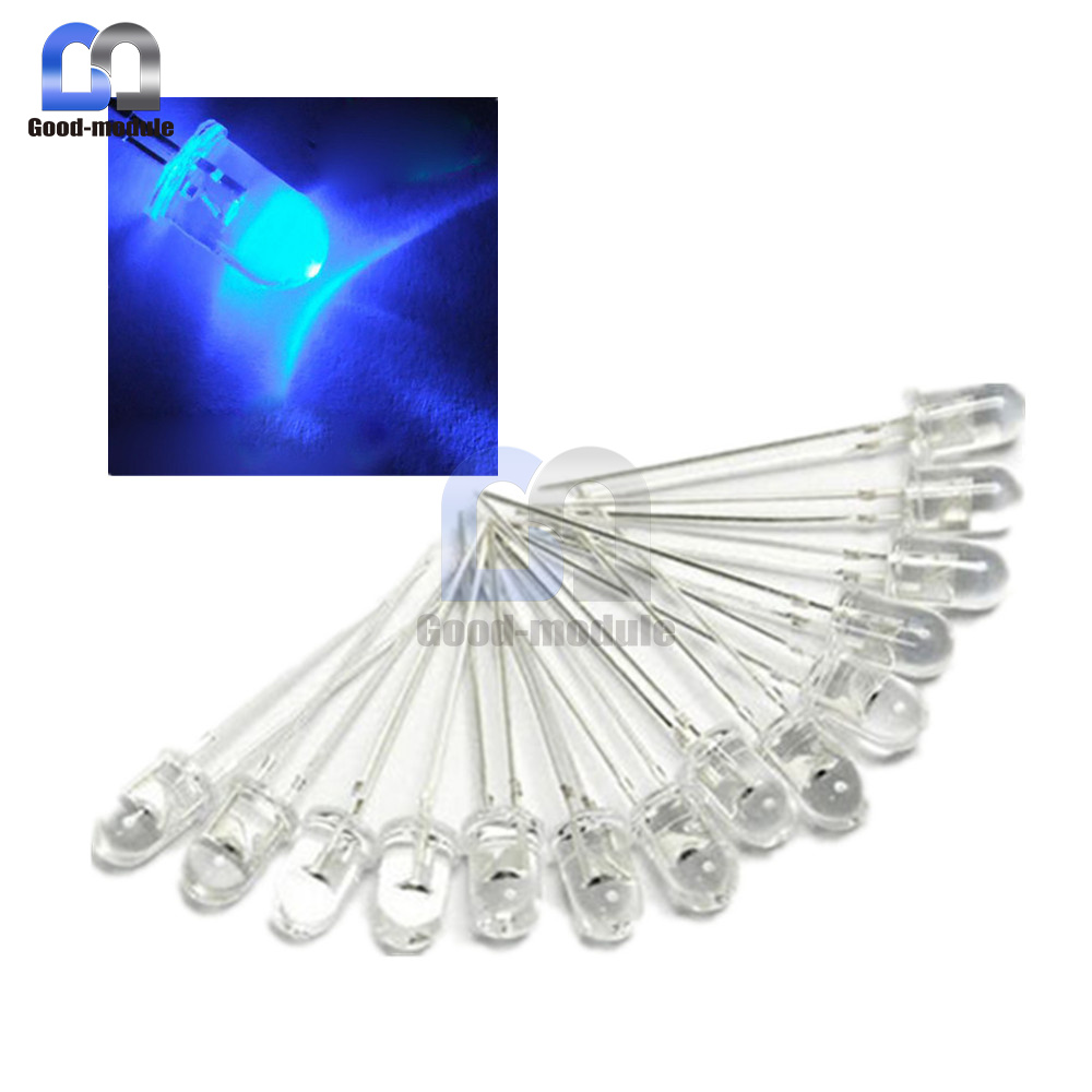 50PCS 5mm Round Blue Water Clear LED Light Diodes Kit