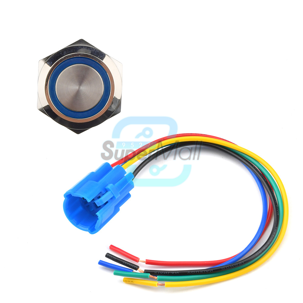 12V LED Momentary Metal 5Pin 19mm ON/OFF Return Car Push Button - Foto 5