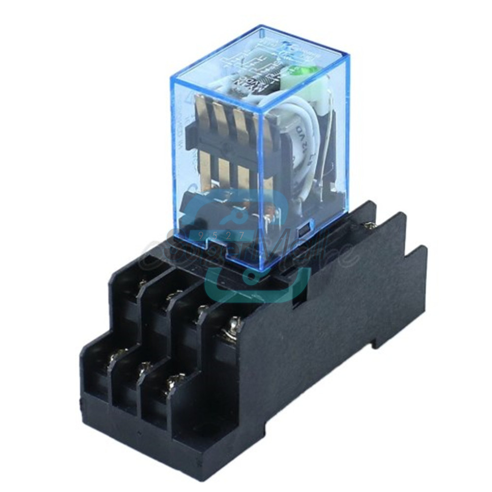 MY4NJ 12v/24v/110v/220v Coil Power Relay DIN Rail Mounted 14Pin 4PDT