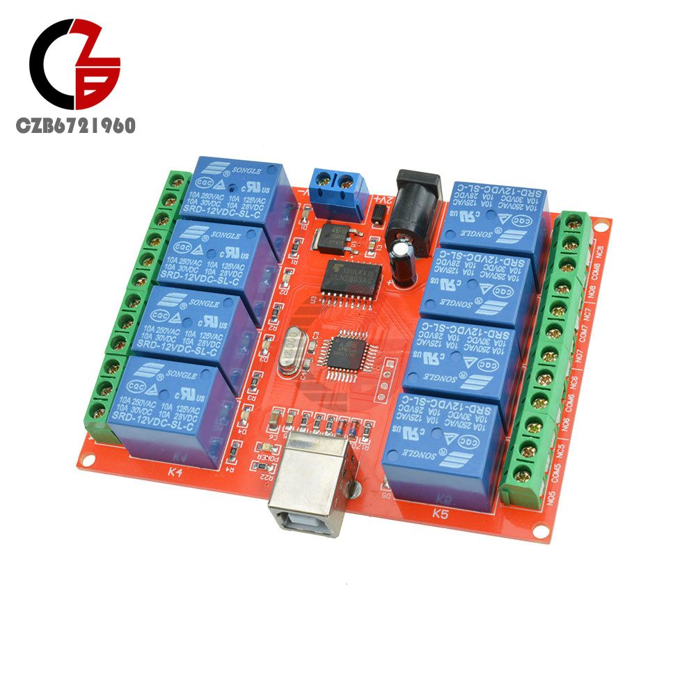 8CH 8 Channel DC 12V Relay Control Board USB ULN2803 Driver Module For