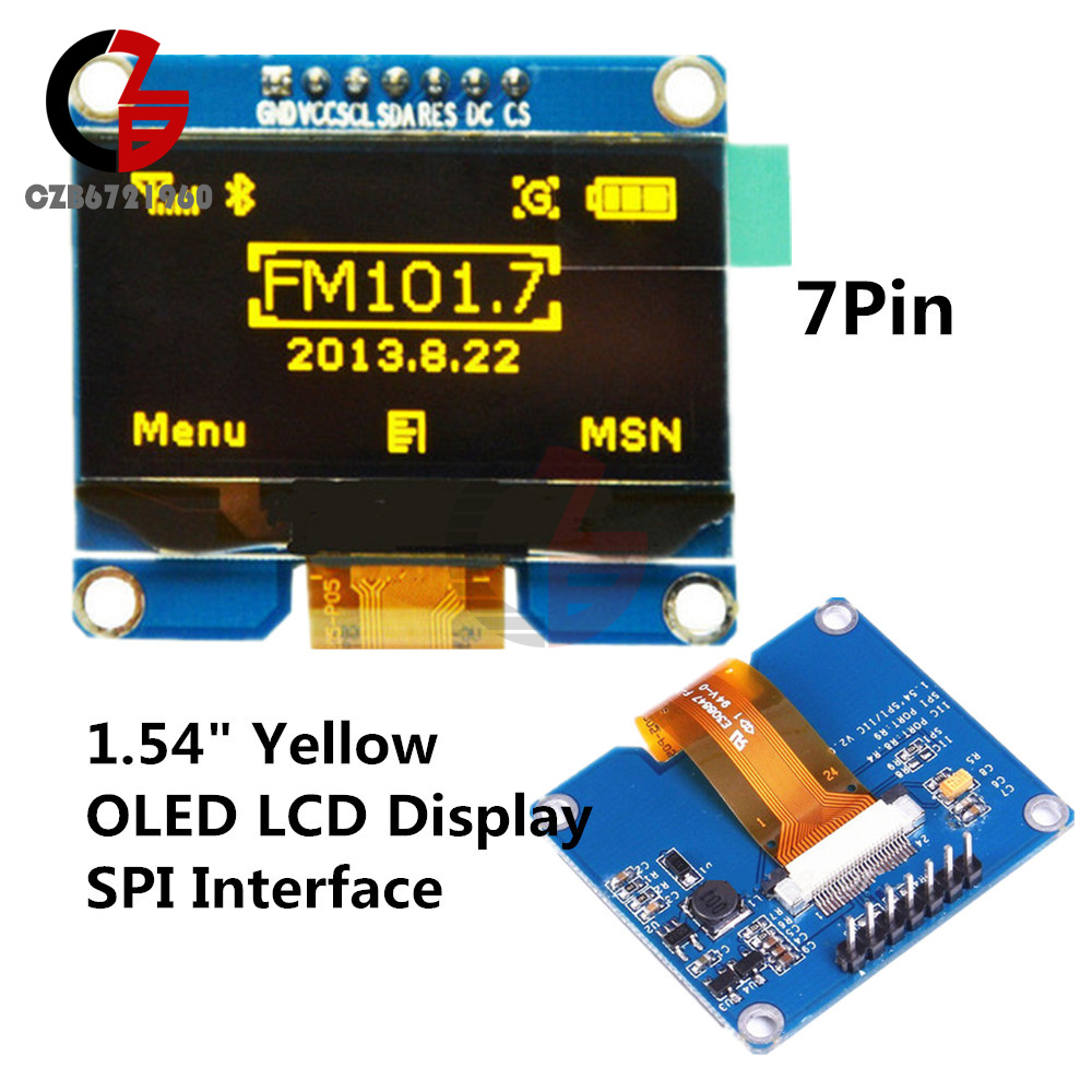 Yellow 1.54 inch OLED Display Module128x64 SPI 3.3V~5V SSD1309 for Arduino
