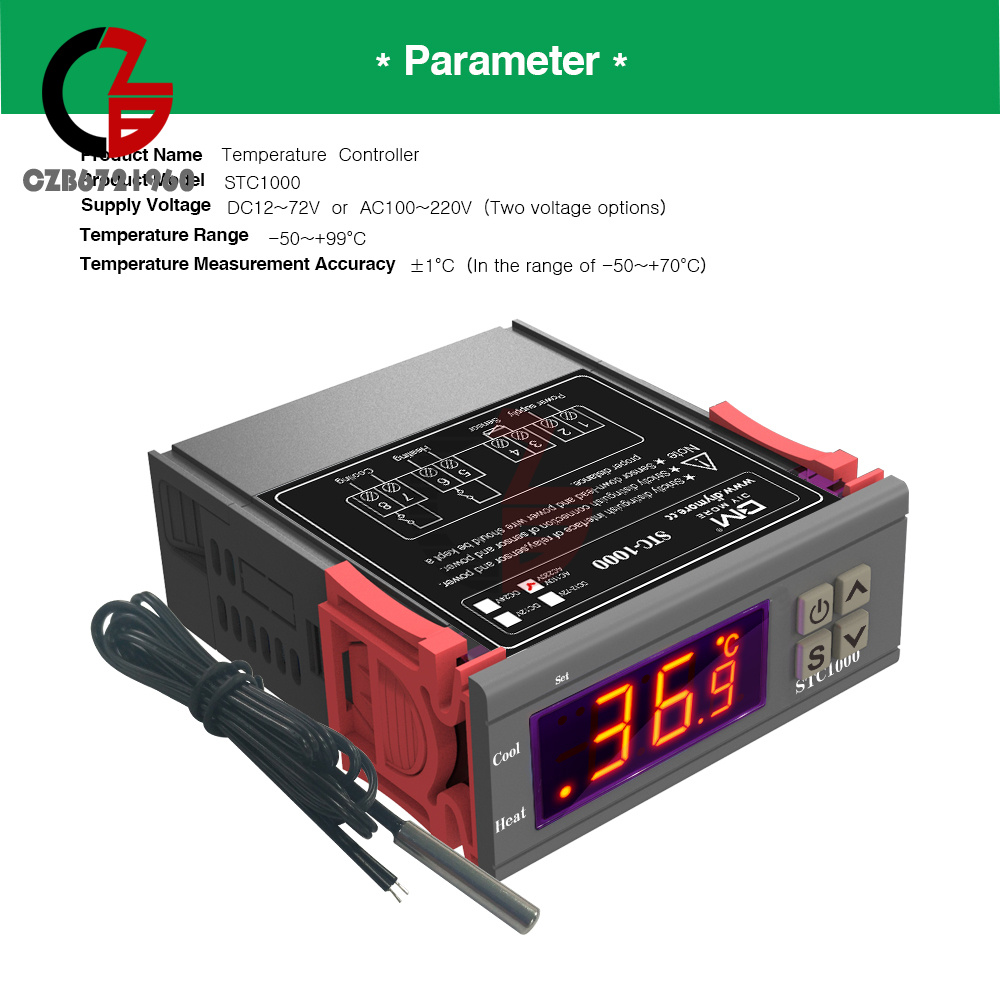 STC1000 AC110220V Digital Temperature Controller Thermostat + NTC