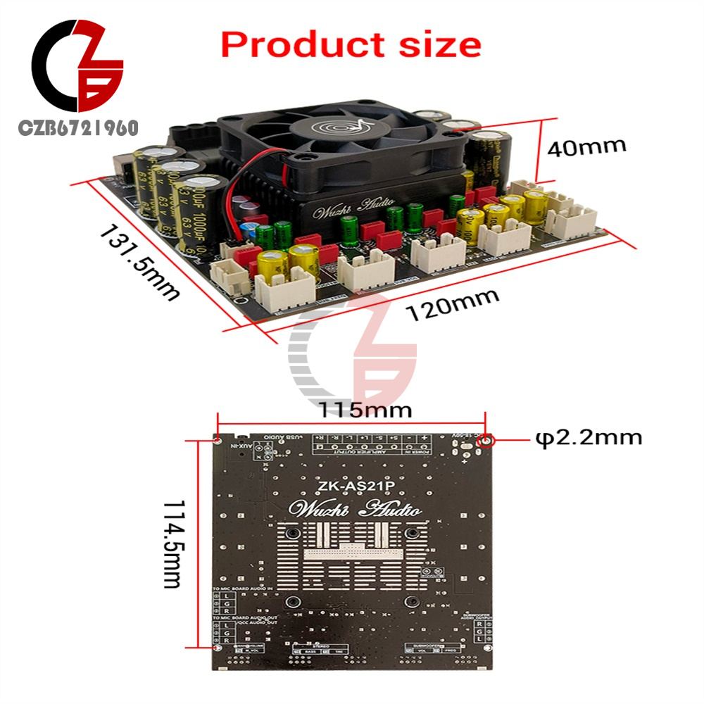 ZK-AS21P Hi-Fi 2.1 Channel Bluetooth Amplifier Board 300W+300W+