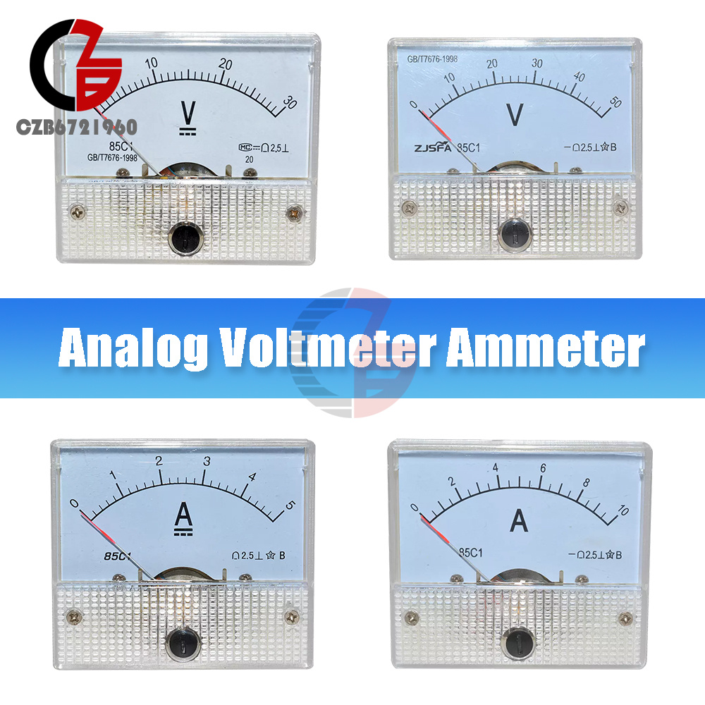 85c1 Analog Panel Meter Voltmeter Amperemeter DC Volt Gauge 030v 050v 05a 010a eBay