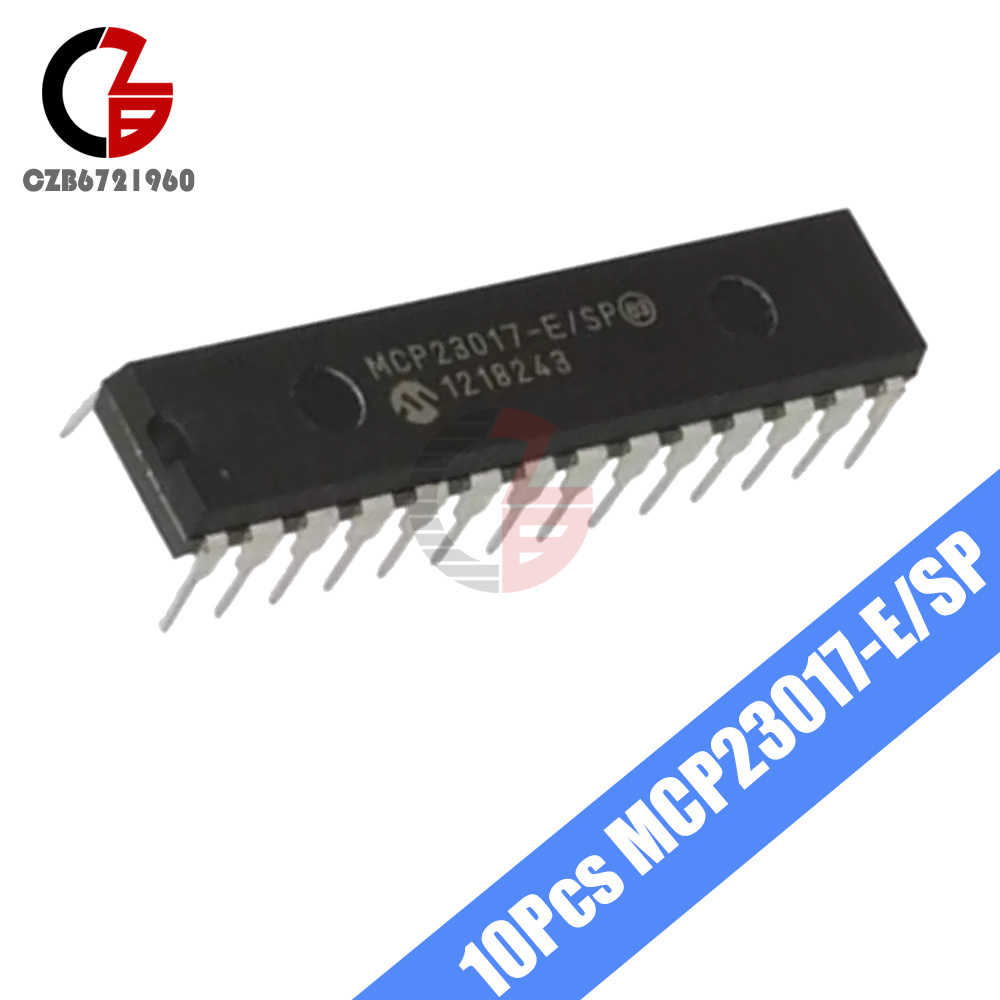 10PCS MCP23017-E//SP DIP-28 MCP23017 16-Bit I//O Expander with I2C Interface IC
