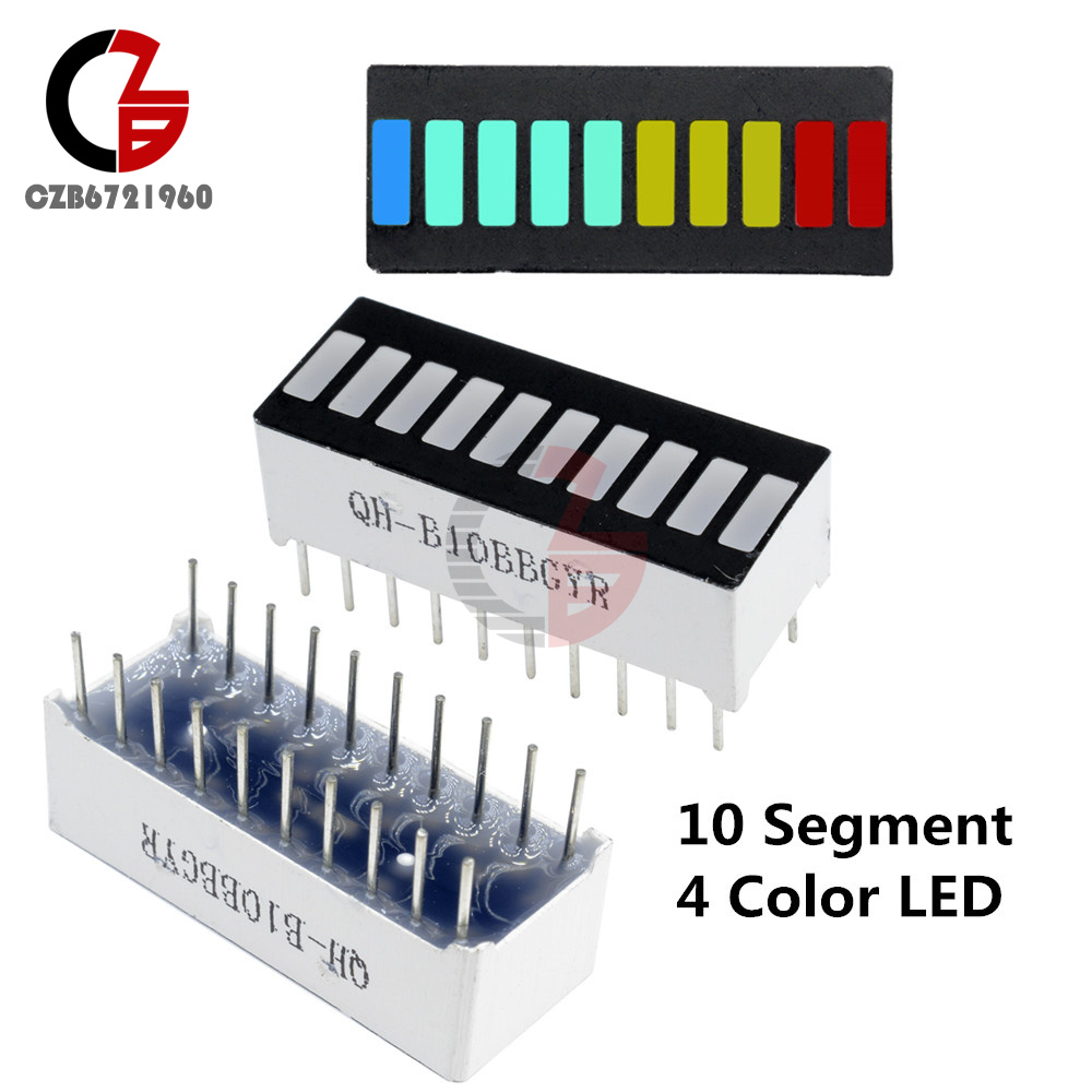 2x 10 Segment Color LED BAR Graph Indicator DIP 1*Blue 4*Green 3*Yellow 2*R L0C0