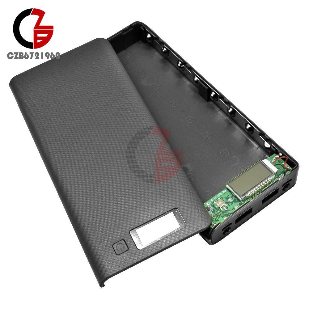 Zunate Power Bank Fai-da-Te Con Custodia Per 10 Batterie 18650 – Ricarica Rapida 22,5W – Doppia Uscita USB – Display LCD – Ingressi Micro USB E Tipo C – Nero