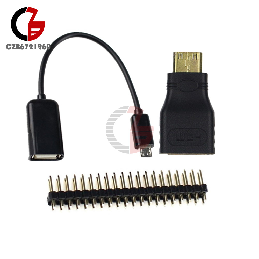 Raspberry Pi Zero Kit Mini HDMI to HDMI Adapter + Micro USB+GPIO Header