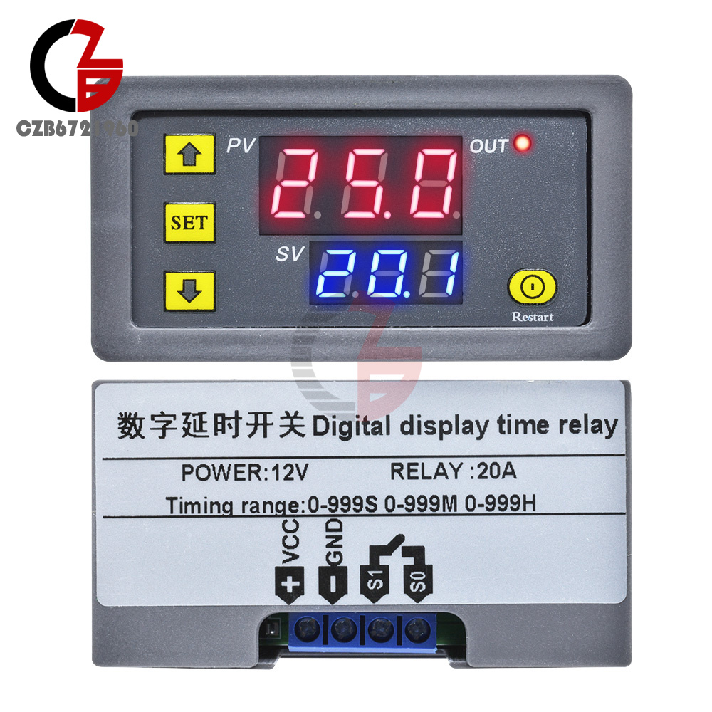 12V Timing Delay Cycling Digital Double LED Display Relay Module Switch 