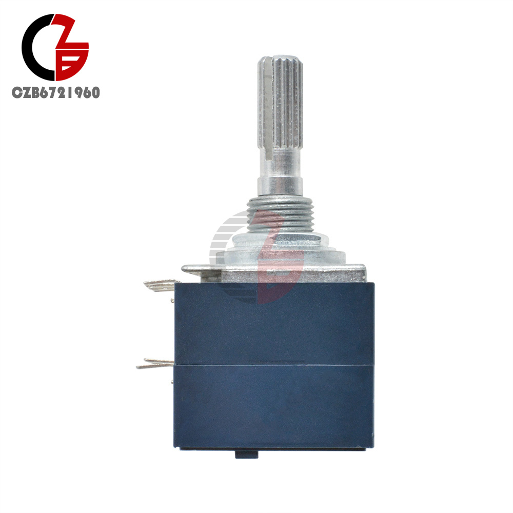 ALPS 2x50k audio Potentiometer mit Rändelrad 16mm Pins horizontal ... 5x ALPS 2x50k audio Potentiometer mit Rändelrad 16mm Pins horizontal ... 5x