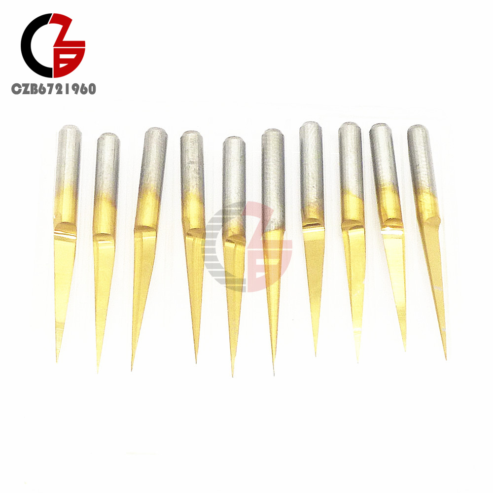 5PCS 3.175mm Carbide PCB Engraving Bits CNC Router Tool 10 Degrees V-Shap 0.1mm