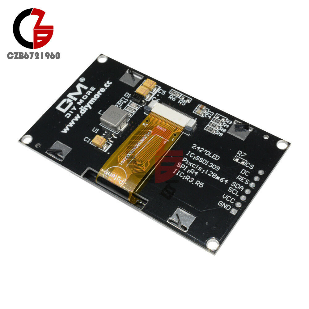 thumbnail image 2 of 2.42 Inch OLED LCD Display Module – SSD1309 128x64 SPI/IIC Serial – Green For Arduino 2 of 4