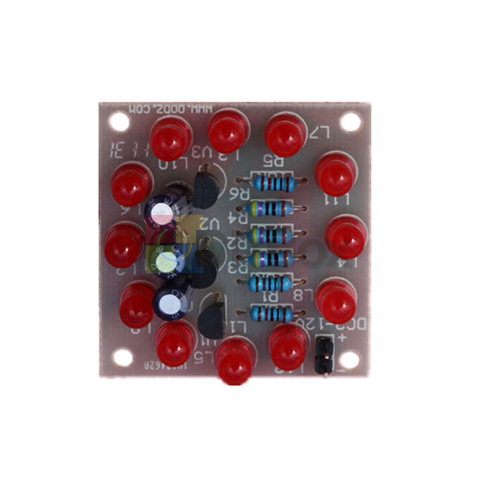 DIY Kit Circular Electronic LED Flash Circuit Light 12Pcs Production Red Blue CF
