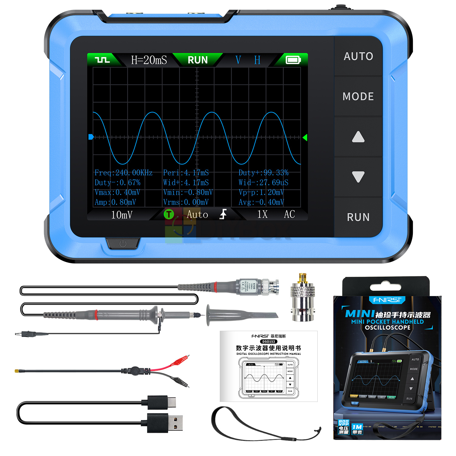 FNIRSI 2C23T Handheld Digital Oscilloscope – 2 Channel, 20MHz, With Multimeter & Signal Generator