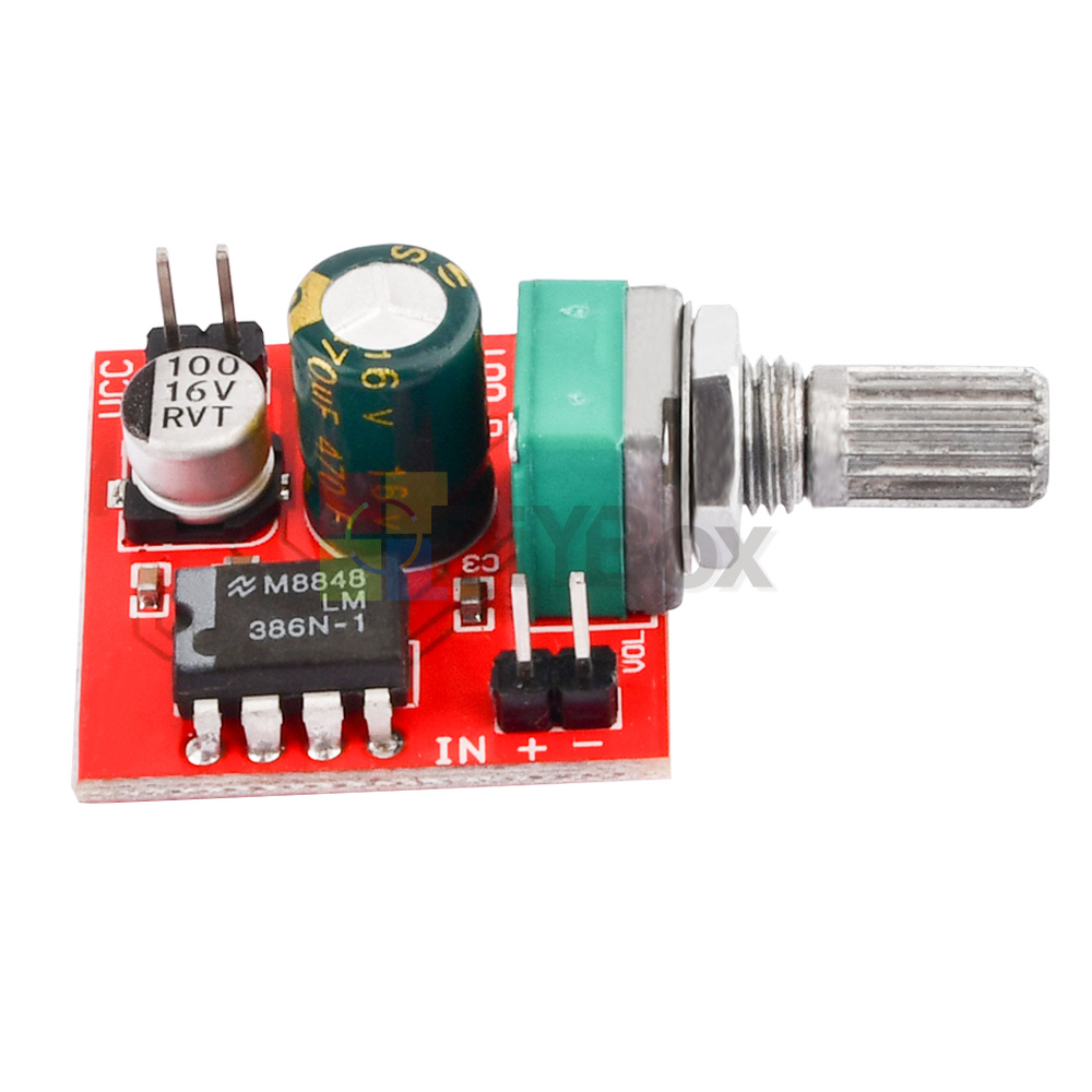 LM386 Microphone Amplifier Board, DC4V-12V Electret Microphone