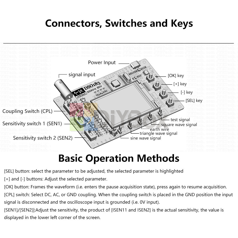 DIY Electronic Kit DSO183 Digital Oscilloscope DIY Teaching DC5V 0