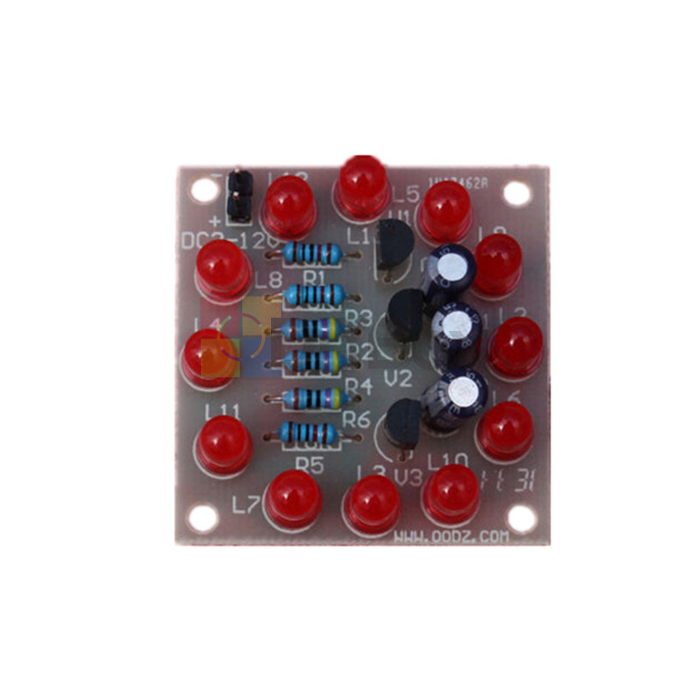 DIY Kit Circular Electronic LED Flash Circuit Light 12Pcs Production Red Blue CF
