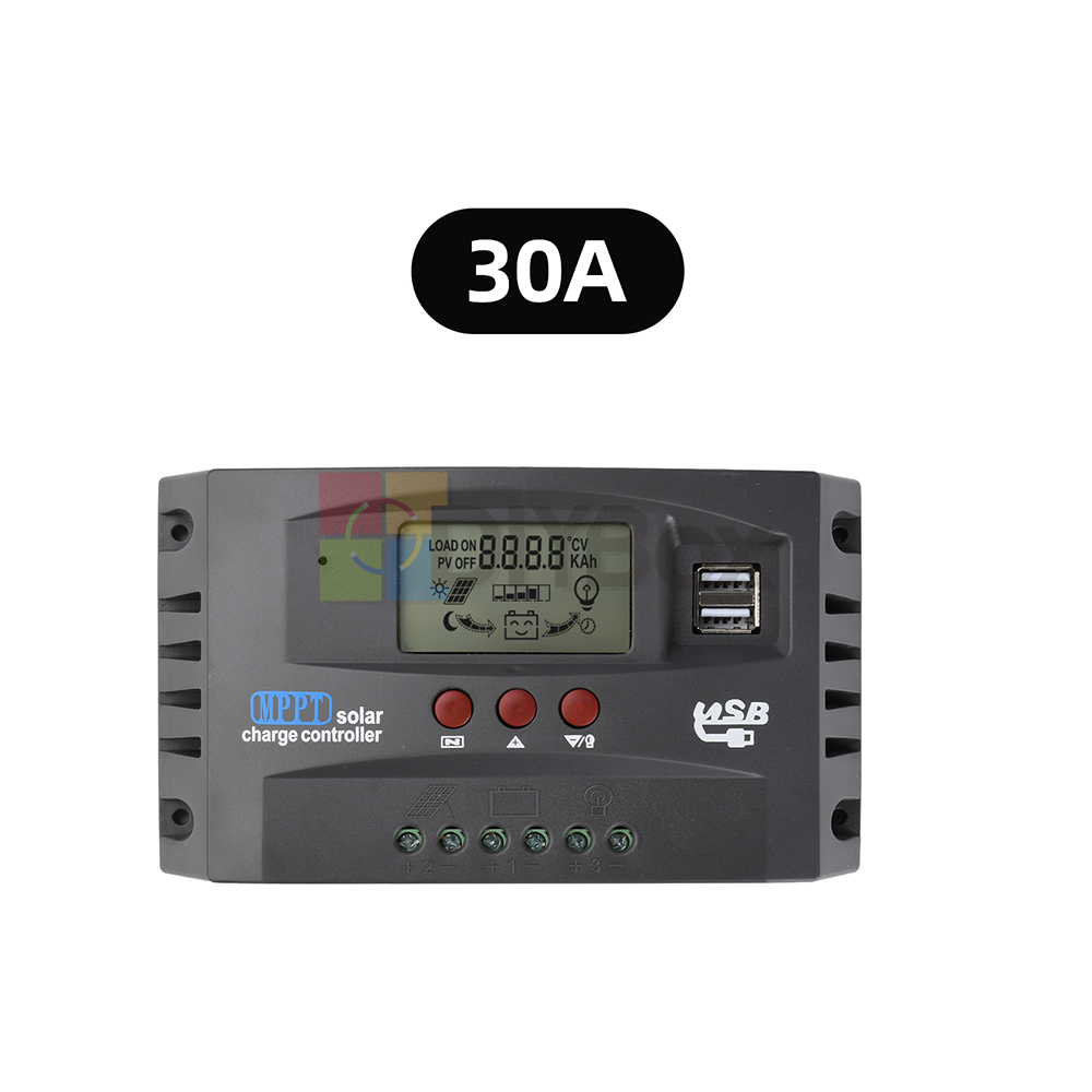 12V/24V 30A 60A 100A MPPT Solar Controller LCD Solar Charge Controller Dual USB
