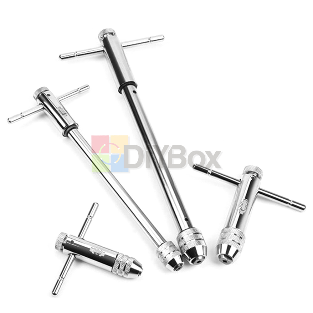 Adjustable Silver T-Handle Ratchet Tap Holder Wrench T-shaped Tap