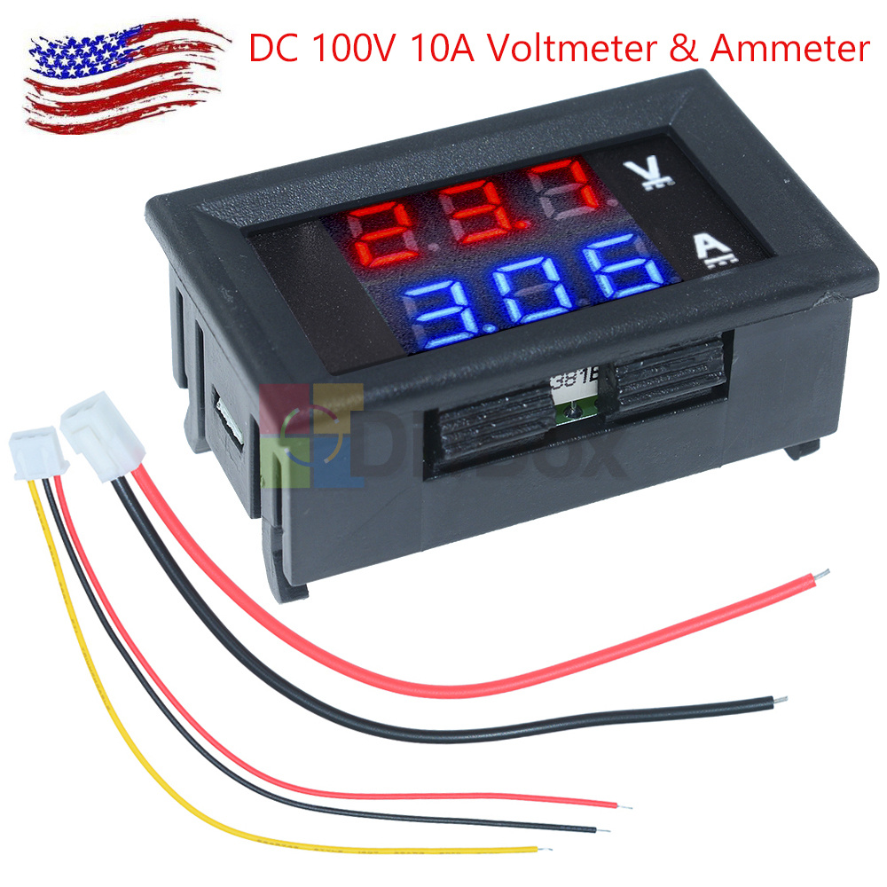 Dc 100v 10a Mini Digital Voltmeter Ammeter Blue Red Led Volt Amp Meter Gauge Ebay