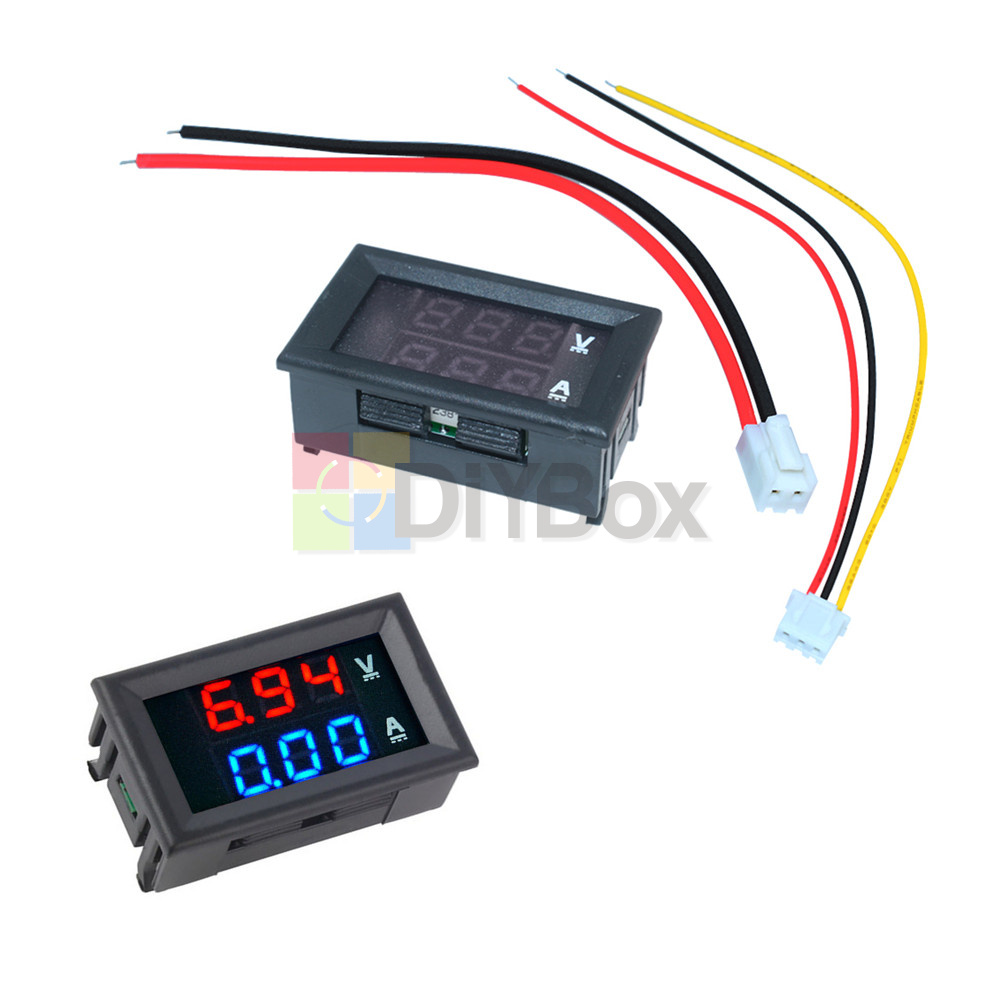 DC 0-100V 10A 0.28 Mini voltmetro digale Amperometro 4 b 5 fili Misuratore di tensione e corrente Tester Blu Rosso Doppio display a LED  44